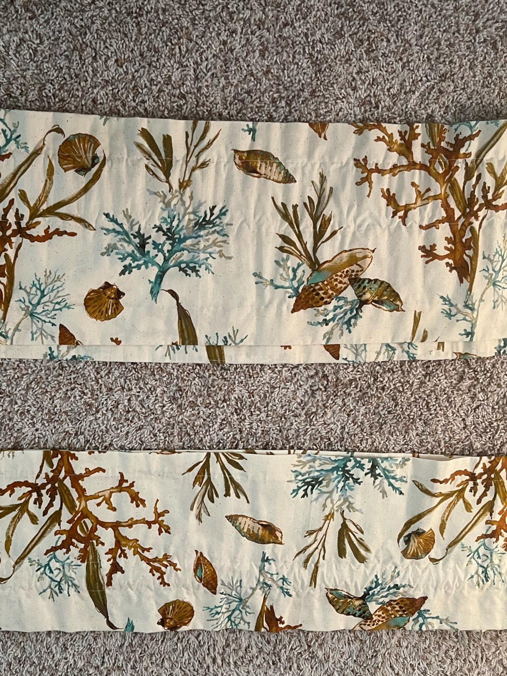 Waverly Inspired Coral Shell 100% Cotton curtain topper set of 2
